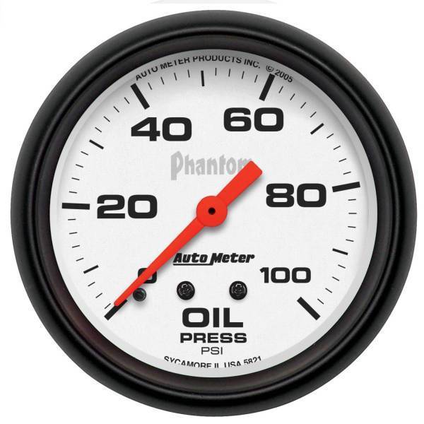 Autometer - AutoMeter GAUGE OIL PRESSURE 2 5/8in. 100PSI MECHANICAL PHANTOM - 5821