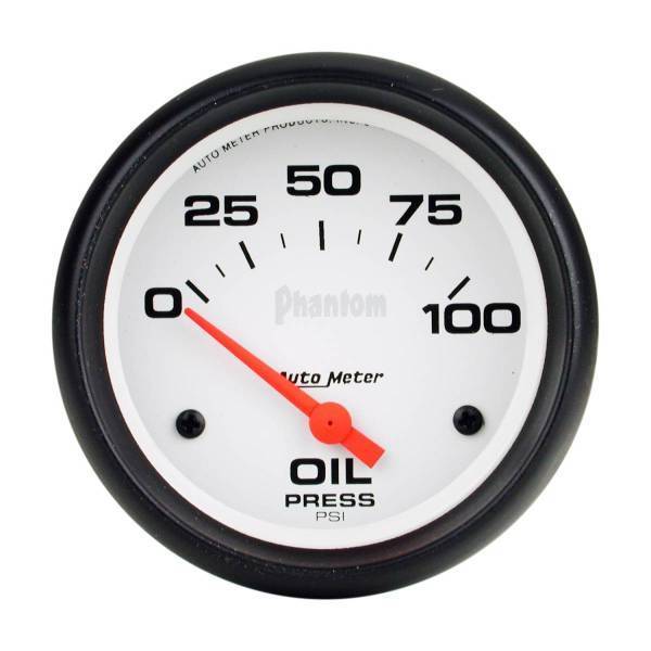 Autometer - AutoMeter GAUGE OIL PRESSURE 2 5/8in. 100PSI ELECTRIC PHANTOM - 5827