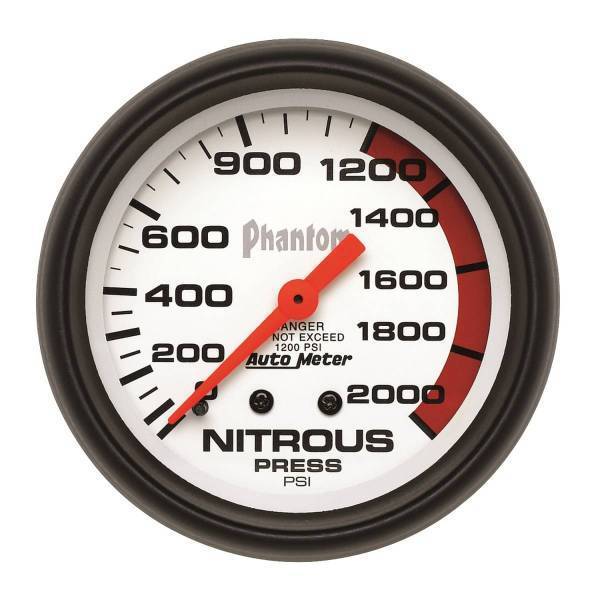 Autometer - AutoMeter GAUGE NITROUS PRESSURE 2 5/8in. 2000PSI MECHANICAL PHANTOM - 5828