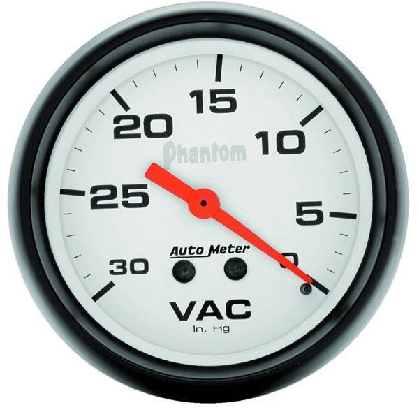 Autometer - AutoMeter GAUGE VACUUM 2 5/8in. 30INHG MECHANICAL PHANTOM - 5884