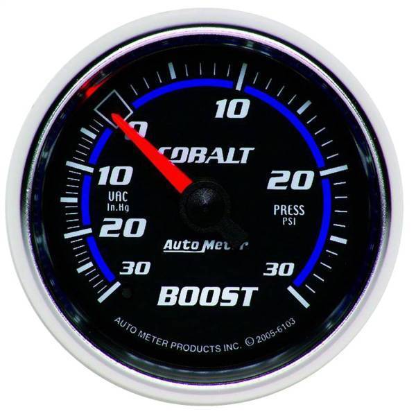 Autometer - AutoMeter GAUGE VAC/BOOST 2 1/16in. 30INHG-30PSI MECHANICAL COBALT - 6103