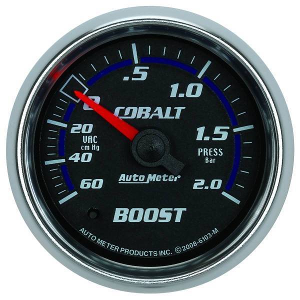 Autometer - AutoMeter GAUGE VAC/BOOST 2 1/16in. 60CMHG-2.0BAR MECHANICAL COBALT - 6103-M