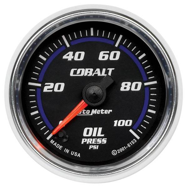 Autometer - AutoMeter GAUGE OIL PRESSURE 2 1/16in. 100PSI DIGITAL STEPPER MOTOR COBALT - 6153