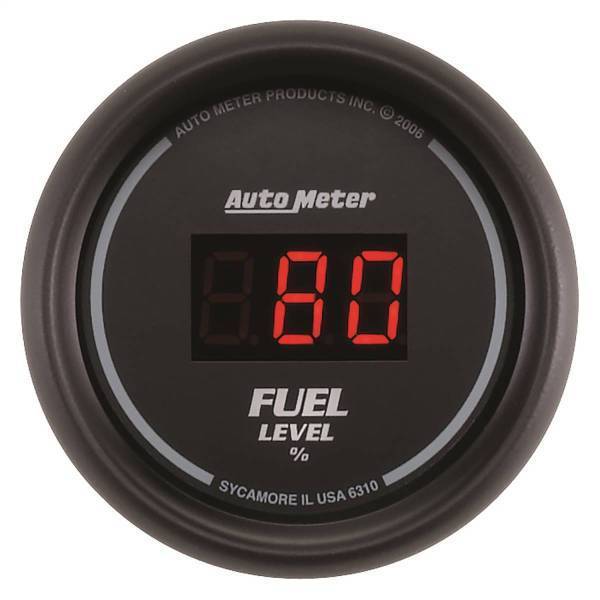 Autometer - AutoMeter GAUGE FUEL LEVEL 2 1/16in. 0-280O PROGRAM. DIGITAL BLACK DIAL W/RED LED - 6310