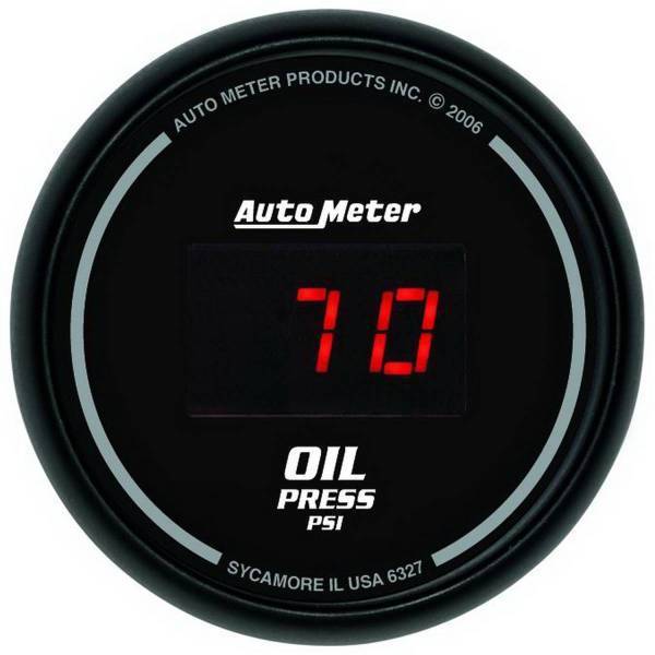 Autometer - AutoMeter GAUGE OIL PRESSURE 2 1/16in. 100PSI DIGITAL BLACK DIAL W/RED LED - 6327