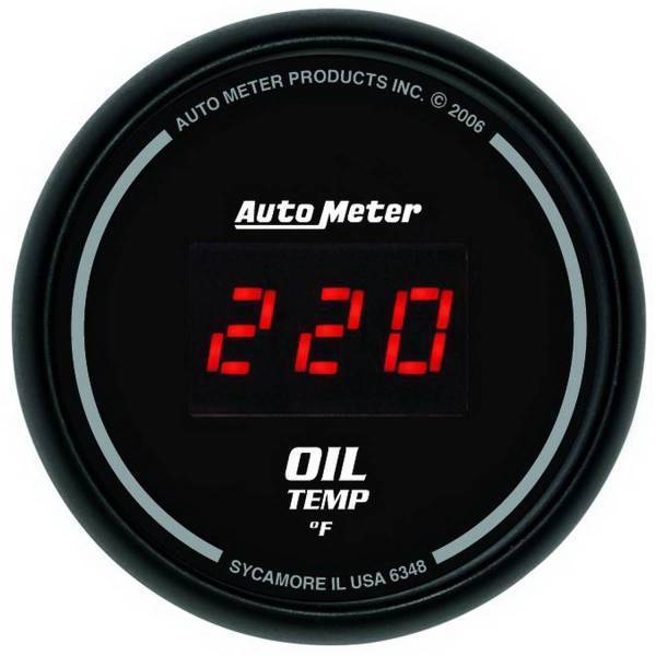 Autometer - AutoMeter GAUGE OIL TEMP 2 1/16in. 340deg.F DIGITAL BLACK DIAL W/RED LED - 6348