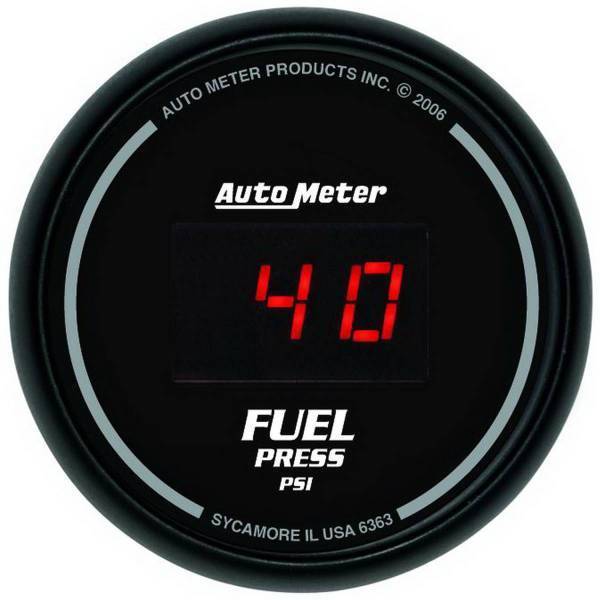 Autometer - AutoMeter GAUGE FUEL PRESSURE 2 1/16in. 100PSI DIGITAL BLACK DIAL W/RED LED - 6363