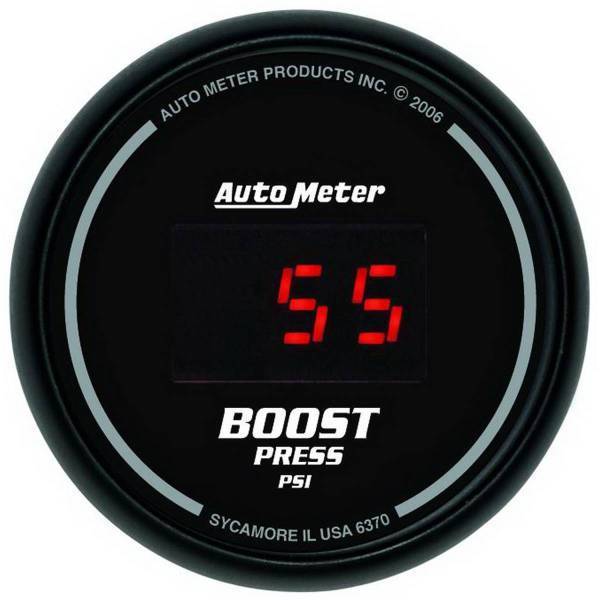 Autometer - AutoMeter GAUGE BOOST 2 1/16in. 60PSI DIGITAL BLACK DIAL W/RED LED - 6370