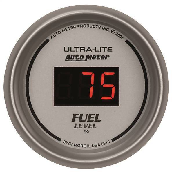 Autometer - AutoMeter GAUGE FUEL LEVEL 2 1/16in. 0-280O PROGRAM. DIGITAL SILVER DIAL W/RED LED - 6510