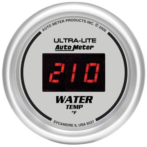 Autometer - AutoMeter GAUGE WATER TEMP 2 1/16in. 340deg.F DIGITAL SILVER DIAL W/RED LED - 6537