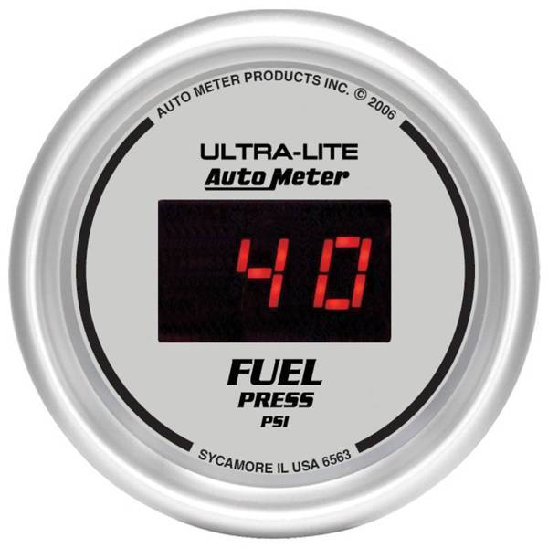 Autometer - AutoMeter GAUGE FUEL PRESSURE 2 1/16in. 100PSI DIGITAL SILVER DIAL W/RED LED - 6563