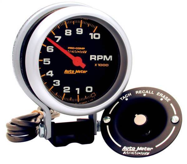 Autometer - AutoMeter GAUGE TACHOMETER 3 3/4in. 10K RPM PEDESTAL W/PEAK MEMORY PRO-COMP - 6601