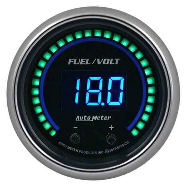 Autometer - AutoMeter GAUGE FUEL/VOLT 2 1/16in. TWO CHANNEL SELECTABLE COBALT ELITE DIGITAL - 6709-CB