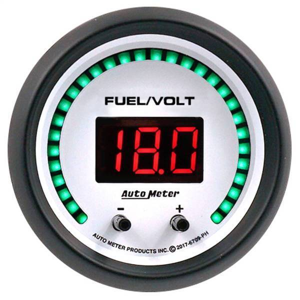 Autometer - AutoMeter GAUGE FUEL/VOLT 2 1/16in. TWO CHANNEL SELECTABLE PHANTOM ELITE DIGITAL - 6709-PH