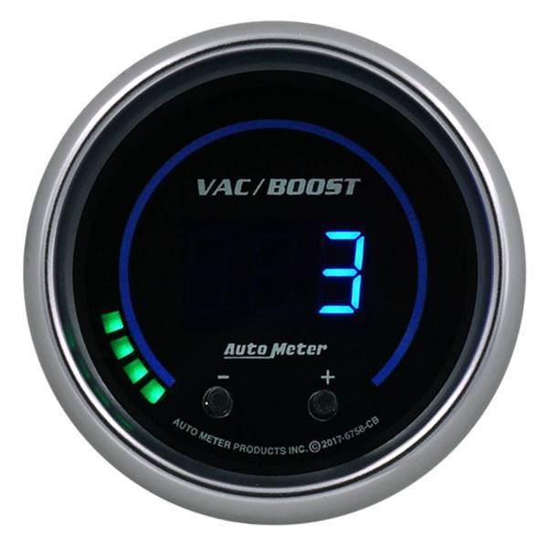 Autometer - AutoMeter GAUGE VAC/BOOST 2 1/16in. TWO CHANNEL SELECTABLE COBALT ELITE DIGITAL - 6758-CB