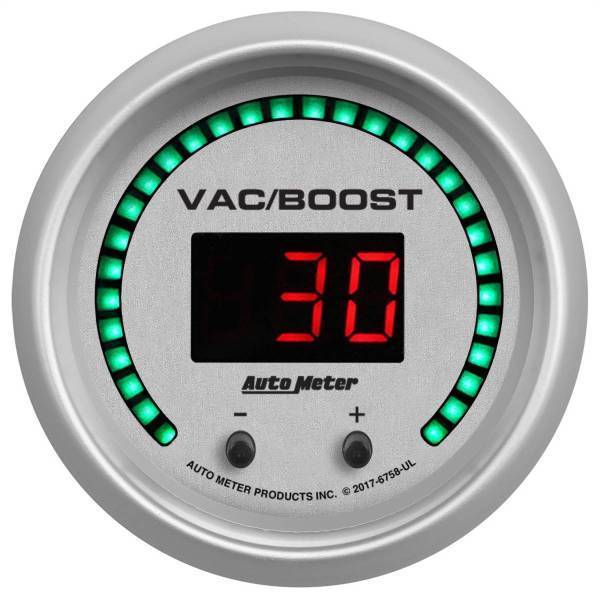 Autometer - AutoMeter GAUGE VAC/BOOST 2 1/16in. TWO CHANNEL SELECTABLE ULTRA-LITE ELITE DIGITAL - 6758-UL