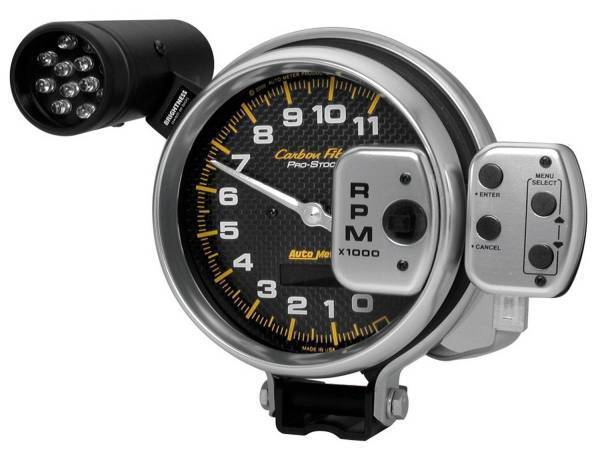 Autometer - AutoMeter GAUGE TACH 5in. 11K RPM PRO-STOCK PEDESTAL W/SUPER LITE/PK MEM CARBON FIBR - 6836