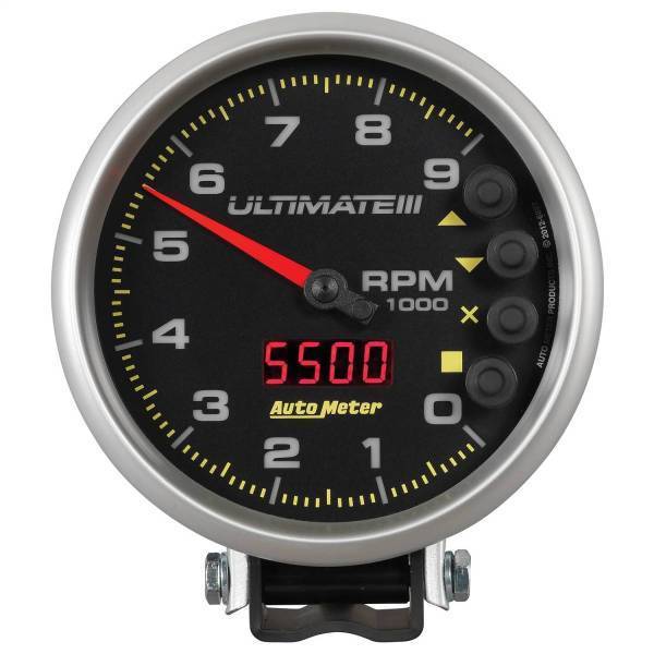 Autometer - AutoMeter GAUGE TACH 5in. 9K RPM PEDESTAL DATALOGGING ULTIMATE III PLAYBACK BLACK - 6887