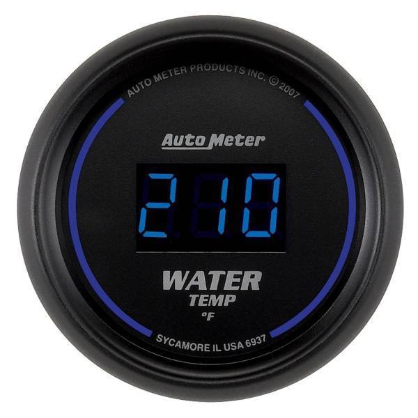 Autometer - AutoMeter GAUGE WATER TEMP 2 1/16in. 340deg.F DIGITAL BLACK DIAL W/BLUE LED - 6937