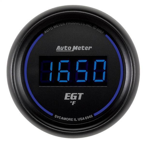 Autometer - AutoMeter GAUGE PYROMETER (EGT) 2 1/16in. 1600deg.F DIGITAL BLACK DIAL W/BLUE LED - 6945