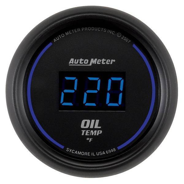 Autometer - AutoMeter GAUGE OIL TEMP 2 1/16in. 340deg.F DIGITAL BLACK DIAL W/BLUE LED - 6948