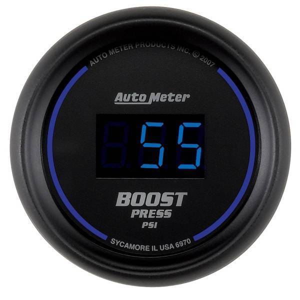 Autometer - AutoMeter GAUGE BOOST 2 1/16in. 60PSI DIGITAL BLACK DIAL W/BLUE LED - 6970