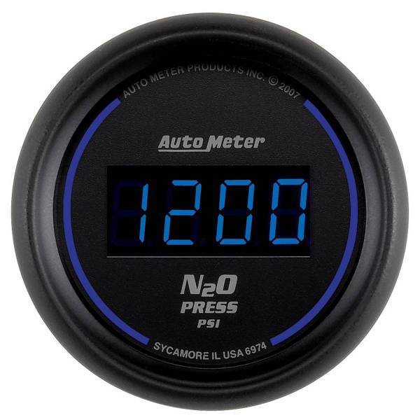 Autometer - AutoMeter GAUGE NITROUS PRESSURE 2 1/16in. 1600PSI DIGITAL BLACK DIAL W/BLUE LED - 6974