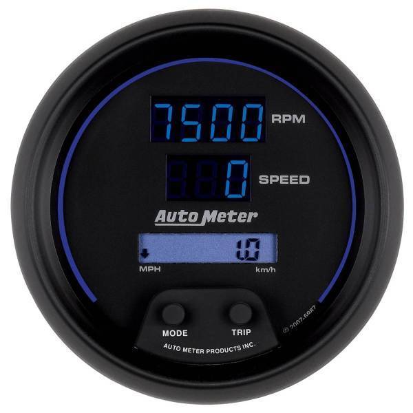 Autometer - AutoMeter GAUGE TACH/SPEEDO 3 3/8in. 260MPH/260KMH/10KRPM PRGRAM DIGITAL BK W/BLU LE - 6987