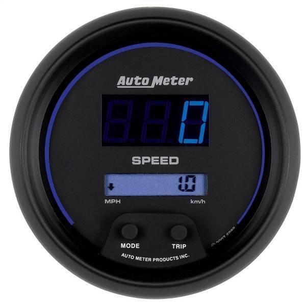 Autometer - AutoMeter GAUGE SPEEDO 3 3/8in. 260MPH/260KM/H ELEC PROGRAM DIGITAL BLACK W/BLU LED - 6988