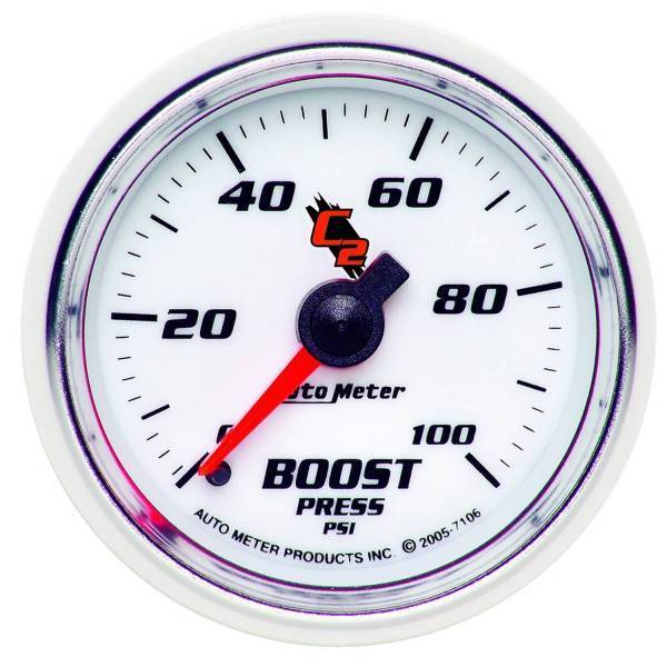 Autometer - AutoMeter GAUGE BOOST 2 1/16in. 100PSI MECHANICAL C2 - 7106