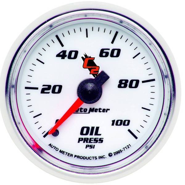 Autometer - AutoMeter GAUGE OIL PRESSURE 2 1/16in. 100PSI MECHANICAL C2 - 7121