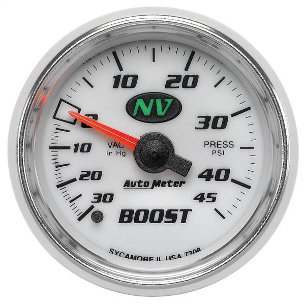 Autometer - AutoMeter GAUGE VAC/BOOST 2 1/16in. 30INHG-45PSI MECHANICAL NV - 7308