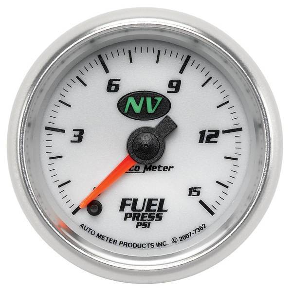 Autometer - AutoMeter GAUGE FUEL PRESSURE 2 1/16in. 15PSI DIGITAL STEPPER MOTOR NV - 7362