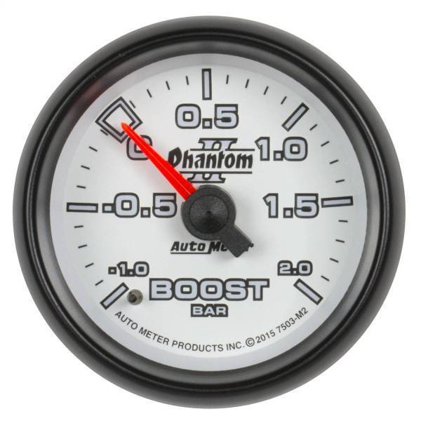 Autometer - AutoMeter GAUGE VAC/BOOST 2 1/16in.-1-+2 BAR MECHANICAL PHANTOM II - 7503-M2