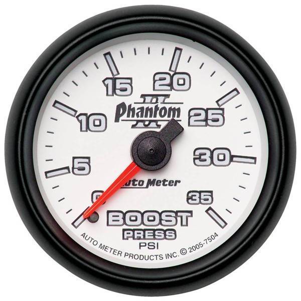 Autometer - AutoMeter GAUGE BOOST 2 1/16in. 35PSI MECHANICAL PHANTOM II - 7504