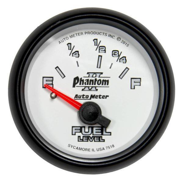 Autometer - AutoMeter GAUGE FUEL LEVEL 2 1/16in. 16OE TO 158OF ELEC PHANTOM II - 7518