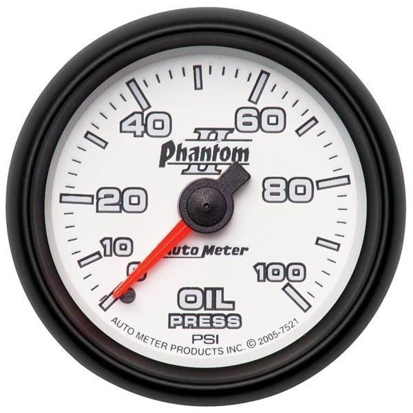 Autometer - AutoMeter GAUGE OIL PRESSURE 2 1/16in. 100PSI MECHANICAL PHANTOM II - 7521