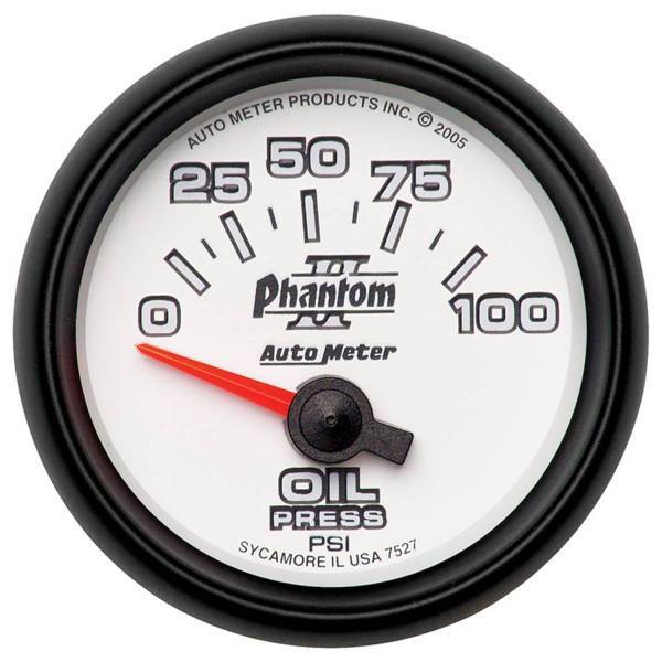 Autometer - AutoMeter GAUGE OIL PRESSURE 2 1/16in. 100PSI ELECTRIC PHANTOM II - 7527