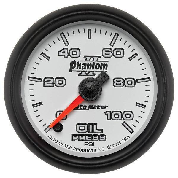 Autometer - AutoMeter GAUGE OIL PRESSURE 2 1/16in. 100PSI DIGITAL STEPPER MOTOR PHANTOM II - 7553