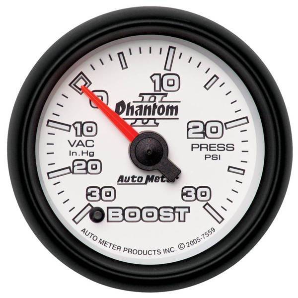 Autometer - AutoMeter GAUGE VAC/BOOST 2 1/16in. 30INHG-30PSI DIGITAL STEPPER MOTOR PHANTOM II - 7559