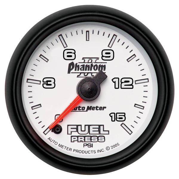 Autometer - AutoMeter GAUGE FUEL PRESSURE 2 1/16in. 15PSI DIGITAL STEPPER MOTOR PHANTOM II - 7561