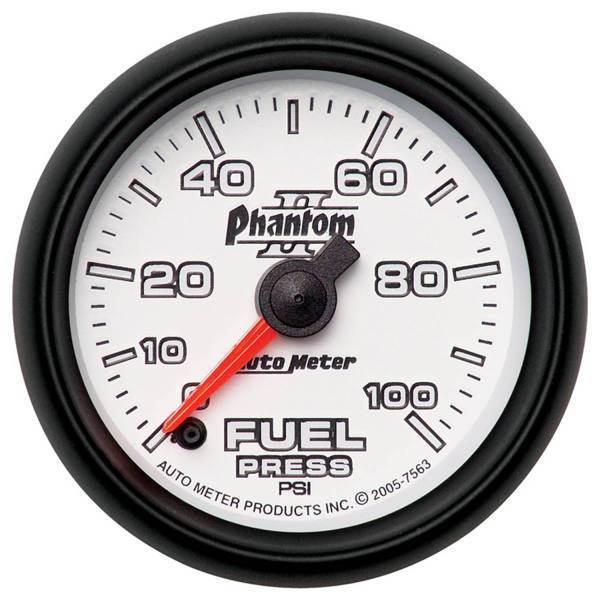 Autometer - AutoMeter GAUGE FUEL PRESSURE 2 1/16in. 100PSI DIGITAL STEPPER MOTOR PHANTOM II - 7563