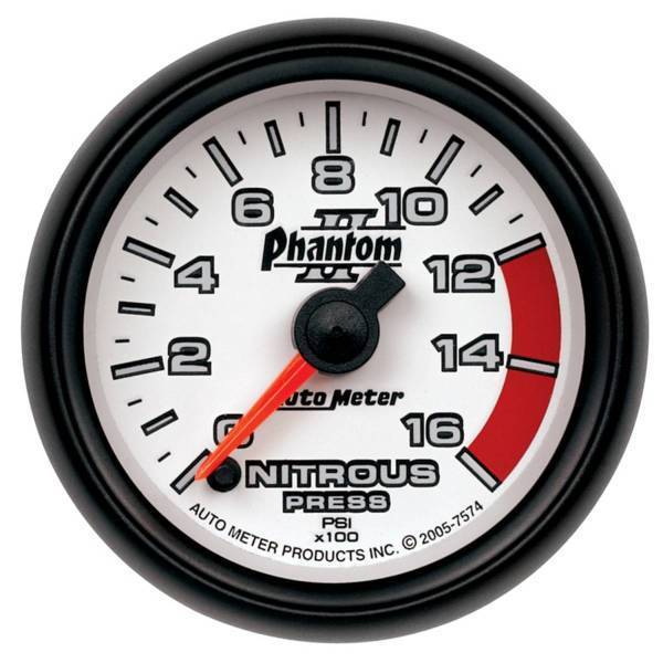 Autometer - AutoMeter GAUGE NITROUS PRESSURE 2 1/16in. 1600PSI DIGITAL STEPPER MOTOR PHANTOM II - 7574