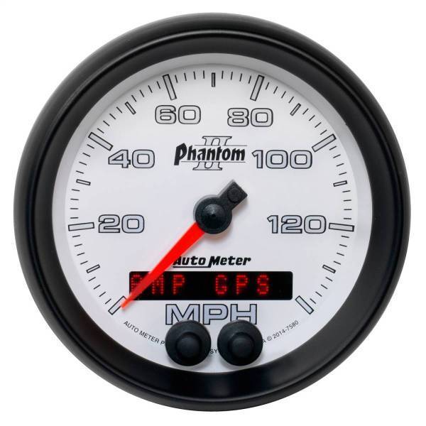 Autometer - AutoMeter GAUGE SPEEDOMETER 3 3/8in. 140MPH GPS PHANTOM II - 7580