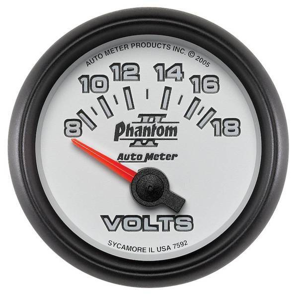 Autometer - AutoMeter GAUGE VOLTMETER 2 1/16in. 18V ELECTRIC PHANTOM II - 7592