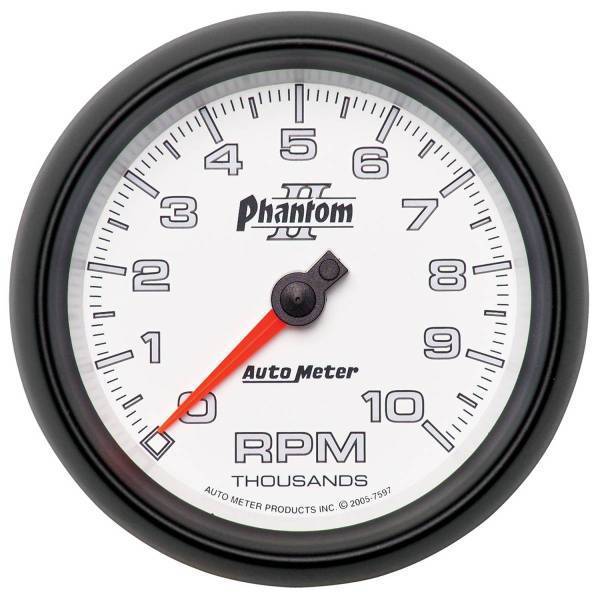 Autometer - AutoMeter GAUGE TACHOMETER 3 3/8in. 10K RPM IN-DASH PHANTOM II - 7597