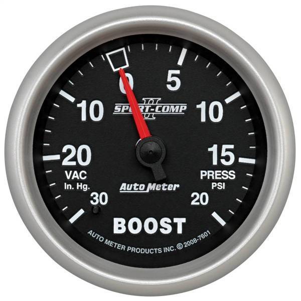 Autometer - AutoMeter GAUGE VAC/BOOST 2 5/8in. 30INHG-20PSI MECHANICAL SPORT-COMP II - 7601