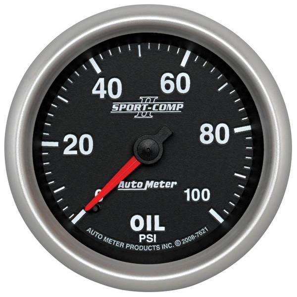 Autometer - AutoMeter GAUGE OIL PRESSURE 2 5/8in. 100PSI MECHANICAL SPORT-COMP II - 7621