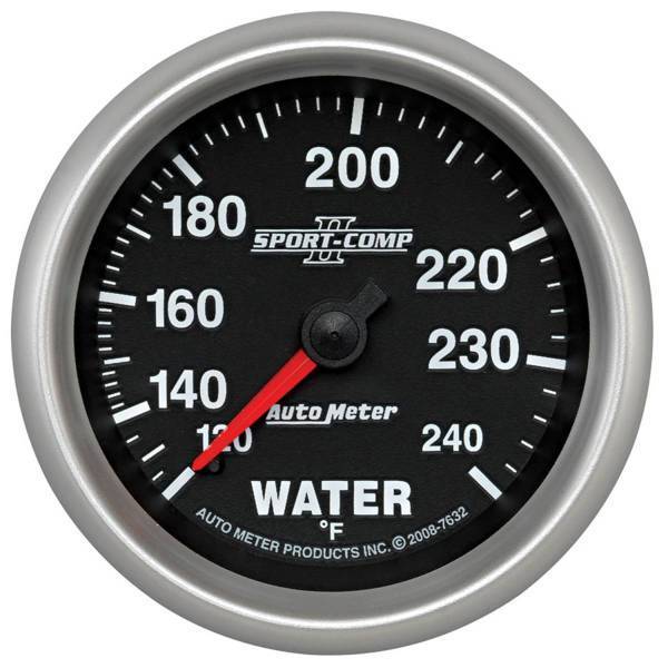 Autometer - AutoMeter GAUGE WATER TEMP 2 5/8in. 120-240deg.F MECHANICAL SPORT-COMP II - 7632