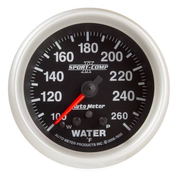Autometer - AutoMeter GAUGE WATER TEMP 2 5/8in. 260deg.F STEPPER MOTOR W/PEAK/WARN SPORT-COMP II - 7655